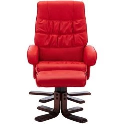 TRUE DEAL Fauteuil Inclinable Avec Repose-pied Rouge Similicuir 9 TRUE DEAL Fauteuil Inclinable Avec Repose-pied Rouge Similicuir -Pas Cher Fauteuil Magasin 26682133 3