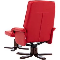 TRUE DEAL Fauteuil Inclinable Avec Repose-pied Rouge Similicuir 11 TRUE DEAL Fauteuil Inclinable Avec Repose-pied Rouge Similicuir -Pas Cher Fauteuil Magasin 26682133 5