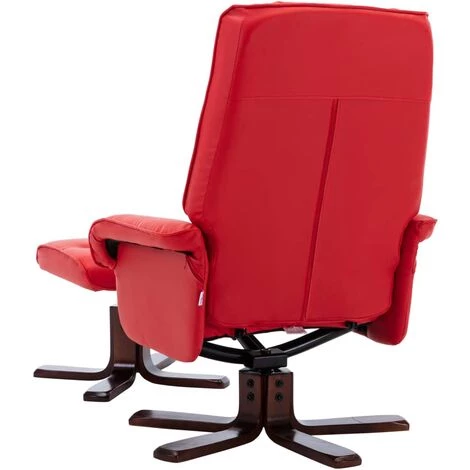 TRUE DEAL Fauteuil Inclinable Avec Repose-pied Rouge Similicuir 7 TRUE DEAL Fauteuil Inclinable Avec Repose-pied Rouge Similicuir – Image 5