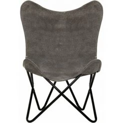 TRUE DEAL Chaise Papillon Anthracite Toile -Pas Cher Fauteuil Magasin 26904252 3