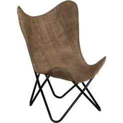 TRUE DEAL Chaise Papillon Taupe Toile