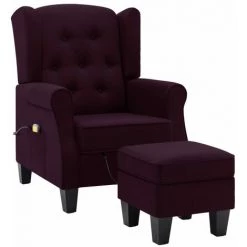 Fauteuil De Massage Avec Repose-pied Tissu Violet VidaXL -Pas Cher Fauteuil Magasin 26940990 2