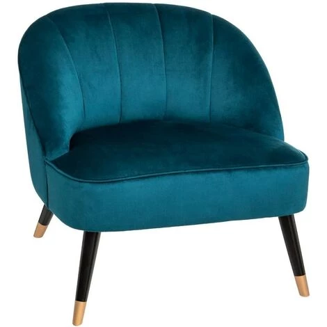 Fauteuil En Velours Naova Bleu Atmosphera 3 Fauteuil En Velours Naova Bleu Atmosphera