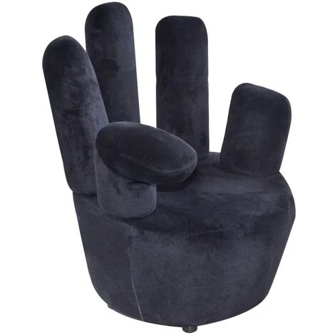 Chaise En Forme De Main Velours Noir VidaXL 3 Chaise En Forme De Main Velours Noir VidaXL