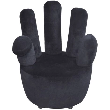 Chaise En Forme De Main Velours Noir VidaXL 4 Chaise En Forme De Main Velours Noir VidaXL – Image 2