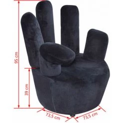 Chaise En Forme De Main Velours Noir VidaXL 11 Chaise En Forme De Main Velours Noir VidaXL -Pas Cher Fauteuil Magasin 2707274 5