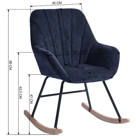 HOMEINBOX Fauteuil Revêtement En Tissu Bleu Chaise à Bascule Bent Structure En Bois Métal Avec Pieds En Bois Massif 4188 7 HOMEINBOX Fauteuil Revêtement En Tissu Bleu Chaise à Bascule Bent Structure En Bois Métal Avec Pieds En Bois Massif 4188 – Image 5