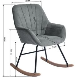 HOMEINBOX Fauteuil à Bascule Chaise De Loisirs Balayé Structure De Cadre De Fer De Tissu L 60 X P 80 X H 82 Cm 4189 -Pas Cher Fauteuil Magasin 27166236 5