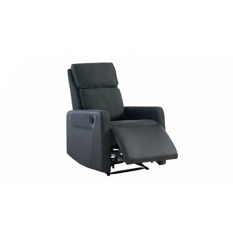 HOMIFAB Fauteuil Relax électrique En Tissu Anthracite Et Simili Cuir Noir Mat - Collection Côme - Gris Anthracite 3 HOMIFAB Fauteuil Relax électrique En Tissu Anthracite Et Simili Cuir Noir Mat - Collection Côme - Gris Anthracite