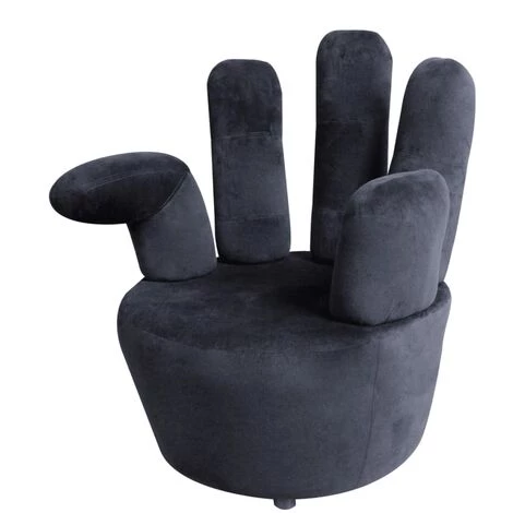 TRUE DEAL Chaise En Forme De Main Noir Velours 5 TRUE DEAL Chaise En Forme De Main Noir Velours – Image 3