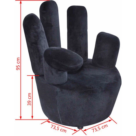 TRUE DEAL Chaise En Forme De Main Noir Velours 7 TRUE DEAL Chaise En Forme De Main Noir Velours – Image 5