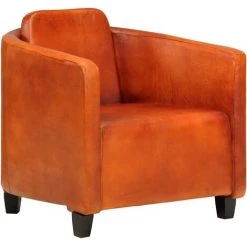 ASUPERMALL Fauteuil Brun Roux Cuir Veritable