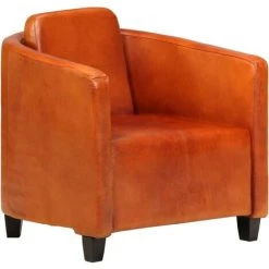ASUPERMALL Fauteuil Brun Roux Cuir Veritable -Pas Cher Fauteuil Magasin 27304075 5