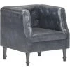 ASUPERMALL Fauteuil Gris Cuir Veritable