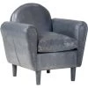 ASUPERMALL Fauteuil Tube Gris 77x65x79 Cm Cuir Veritable -Pas Cher Fauteuil Magasin 27304130 1