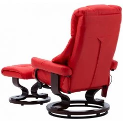 ASUPERMALL Fauteuil De Massage Inclinable Rouge Similicuir Et Bois Courbe -Pas Cher Fauteuil Magasin 27318995 5