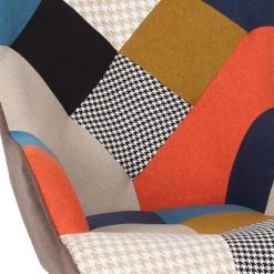 IDMARKET Fauteuil Scandinave IVAR En Tissu Patchwork Multicouleurs Et Imprimé Pied De Poule - Multicolor -Pas Cher Fauteuil Magasin 27326590 4