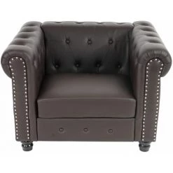 HHG Fauteuil De Luxe Lounge Relax Chesterfield Avec Pouf, Similicuir ~ Pieds Ronds, Brun Antique 11 HHG Fauteuil De Luxe Lounge Relax Chesterfield Avec Pouf, Similicuir ~ Pieds Ronds, Brun Antique -Pas Cher Fauteuil Magasin 27483748 5
