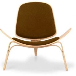 PRIVATEFLOOR Fauteuil CW07 Design Boho Bali - Cachemire Marron - Chêne Massif, Cachemire, Tissu, Bois - Marron