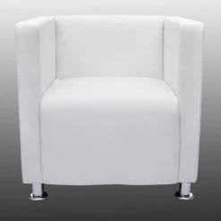 ASUPERMALL Fauteuil Cube Blanc Similicuir -Pas Cher Fauteuil Magasin 27555452 4