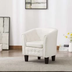 ASUPERMALL Fauteuil Blanc Similicuir -Pas Cher Fauteuil Magasin 27555553 3