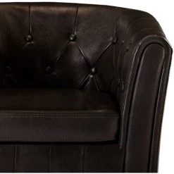 ASUPERMALL Fauteuil Avec Repose-pied Marron Similicuir -Pas Cher Fauteuil Magasin 27555556 3