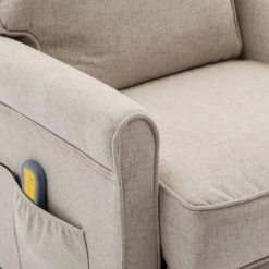 ASUPERMALL Fauteuil De Massage Creme Tissu -Pas Cher Fauteuil Magasin 27555638 3