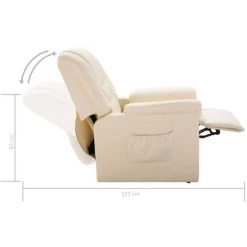 ASUPERMALL Chaise Inclinable Creme Similicuir -Pas Cher Fauteuil Magasin 27555647 4
