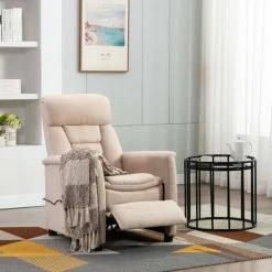 ASUPERMALL Fauteuil Inclinable De Massage Creme Similicuir Daim