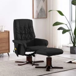 ASUPERMALL Fauteuil De Massage Inclinable Avec Repose-pied Noir Similicuir