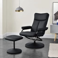 Fauteuil Relaxant TV Lohja Inclinable Similicuir 108 X 79 X 77 Cm Noir [en.casa]