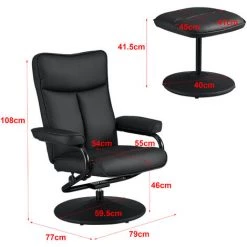 Fauteuil Relaxant TV Lohja Inclinable Similicuir 108 X 79 X 77 Cm Noir [en.casa] -Pas Cher Fauteuil Magasin 27594078 3