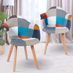 IDMARKET Lot De 2 Fauteuils SARA Motifs Patchworks Multi-couleurs - Multicolor