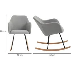HOMCOM Fauteuil à Bascule Rocking Chair Grand Confort Accoudoirs Assise Dossier Garnissage Mousse Haute Densité Lin Gris - Gris 9 HOMCOM Fauteuil à Bascule Rocking Chair Grand Confort Accoudoirs Assise Dossier Garnissage Mousse Haute Densité Lin Gris - Gris -Pas Cher Fauteuil Magasin 27749646 3