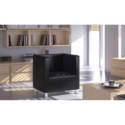 LITZEE Fauteuil Cube Noir Similicuir -Pas Cher Fauteuil Magasin 27808339 3