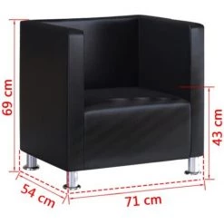 LITZEE Fauteuil Cube Noir Similicuir -Pas Cher Fauteuil Magasin 27808339 5