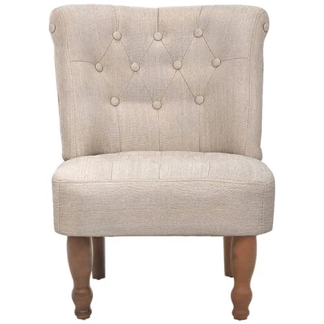 LITZEE Chaises En Style Français 2 Pcs Crème Tissu 5 LITZEE Chaises En Style Français 2 Pcs Crème Tissu – Image 3