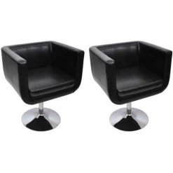 LITZEE Chaise De Bar 2 Pcs Cuir Artificiel Noir