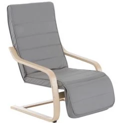HOMCOM Fauteuil Luxe Confort Et Relaxation Avec Repose-pied Réglable Déhoussable Bois Massif Gris - Gris