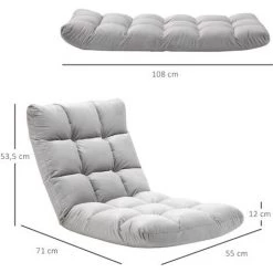 HOMCOM Fauteuil Convertible Fauteuil Paresseux Grand Confort Inclinaison Dossier Multipositions 90°-180° Flanelle Polyester Capitonné Gris Clair - Gris Clair -Pas Cher Fauteuil Magasin 28081106 3