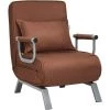 COSTWAY Fauteuil Convertible,Fauteuil-lit Chauffeuse 1 Place En Tissu Avec Coussin,Dossier Réglable De 5 Positions Et 2 Accoudoirs Pour Salon,Bureau,Chambre