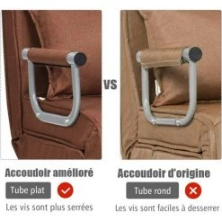 COSTWAY Fauteuil Convertible,Fauteuil-lit Chauffeuse 1 Place En Tissu Avec Coussin,Dossier Réglable De 5 Positions Et 2 Accoudoirs Pour Salon,Bureau,Chambre -Pas Cher Fauteuil Magasin 28158915 2