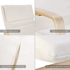 AICOK Fauteuil à Bascule En Bois Rocking Chair Pour Salon, Bureau, Terrasse Blanc 86 X 67 X 99 Cm -Pas Cher Fauteuil Magasin 28173313 3