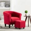 ASUPERMALL Fauteuil Et Tabouret Rouge Bordeaux Tissu 2 ASUPERMALL Fauteuil Et Tabouret Rouge Bordeaux Tissu -Pas Cher Fauteuil Magasin 28180377 1
