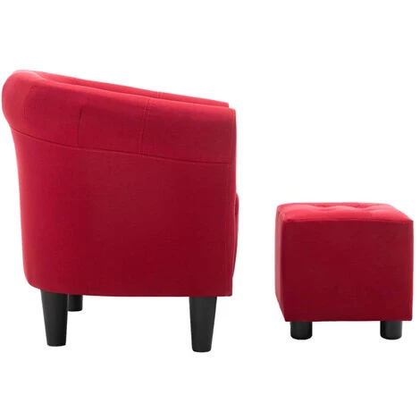 ASUPERMALL Fauteuil Et Tabouret Rouge Bordeaux Tissu 6 ASUPERMALL Fauteuil Et Tabouret Rouge Bordeaux Tissu – Image 4