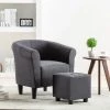 ASUPERMALL Fauteuil Et Tabouret Noir Tissu 1 ASUPERMALL Fauteuil Et Tabouret Noir Tissu -Pas Cher Fauteuil Magasin 28180383 1