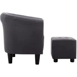 ASUPERMALL Fauteuil Et Tabouret Noir Tissu -Pas Cher Fauteuil Magasin 28180383 4