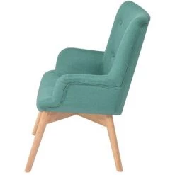 TRUE DEAL Fauteuil Avec Repose-pied Vert Tissu -Pas Cher Fauteuil Magasin 28187108 3