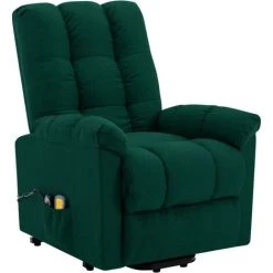 Fauteuil Inclinable De Massage Tissu Vert Foncé VidaXL -Pas Cher Fauteuil Magasin 28251869 3