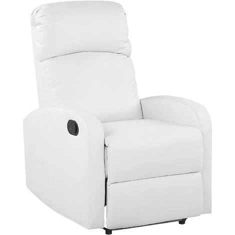 BELIANI Fauteuil De Relaxation En Cuir PU Blanc - Blanc 3 BELIANI Fauteuil De Relaxation En Cuir PU Blanc - Blanc